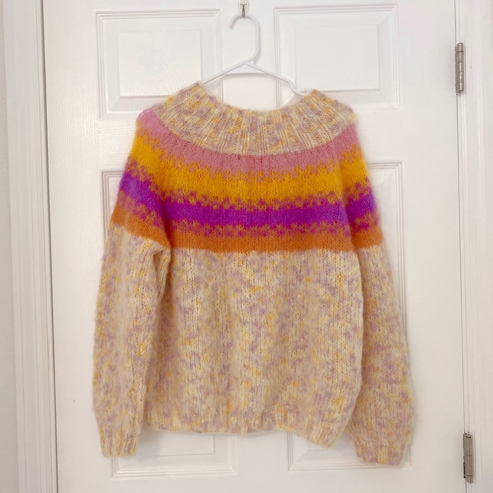 Rose Carmine Doudou Kid Mohair Open Front Sweater - Neutrals Knitwear - Picture 12 of 17